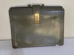 Men's Brief Case Doctor Style Army Green Olive Distressed 1950s Cowhide Travel